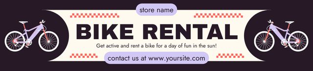 Designvorlage Simple Ad of Bike Sharing Services on Purple für Ebay Store Billboard