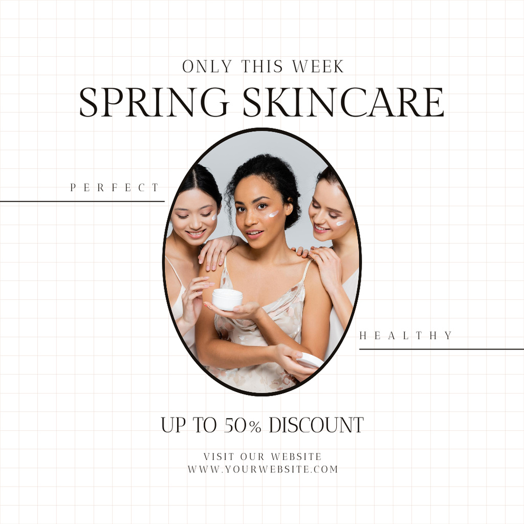 Spring Sale Skin Care Products with Offer of Discount Instagram ADデザインテンプレート