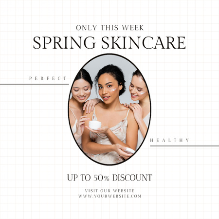 Spring Sale Skin Care Products with Offer of Discount Instagram AD – шаблон для дизайна