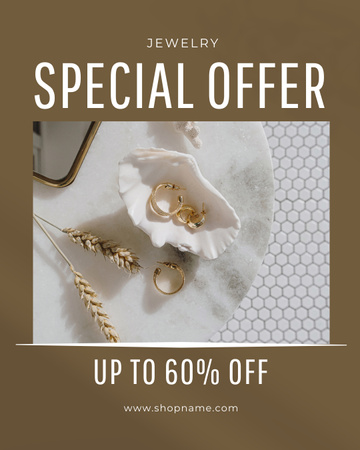 Special Offer of Beautiful Jewelry with Precious Rings Instagram Post Vertical Design Template