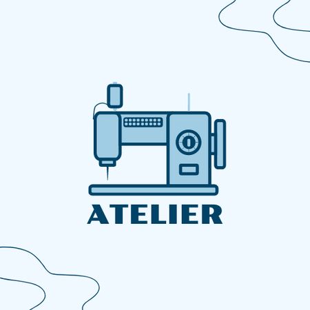 Atelier Ad with Sewing Machine Logo Šablona návrhu