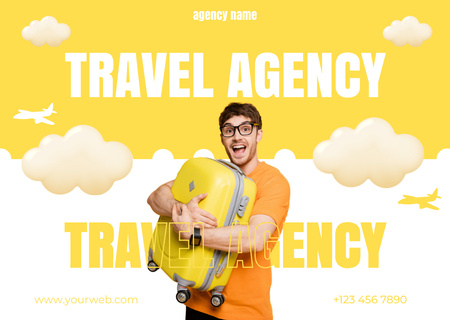 Tours and Flights from Travel Agency Card Design Template
