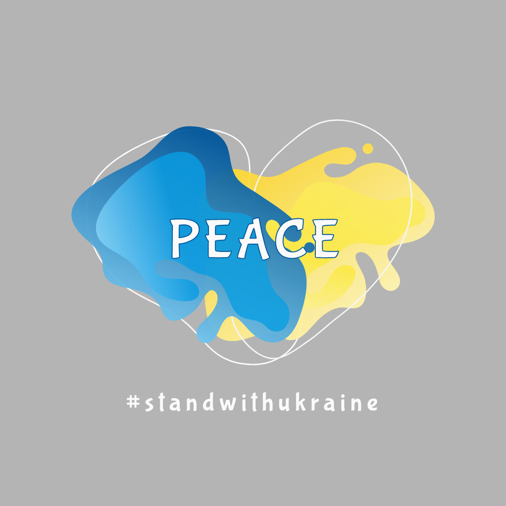 Doodle heart for peace in Ukraine Instagram – шаблон для дизайна