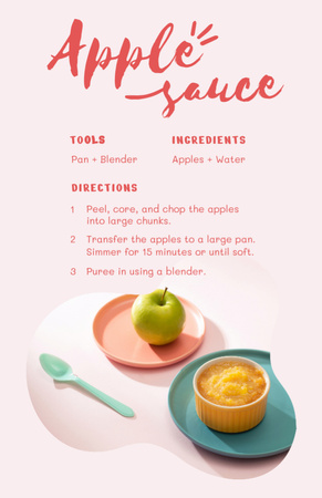 Plantilla de diseño de salsa de manzana pasos de cocina Recipe Card 