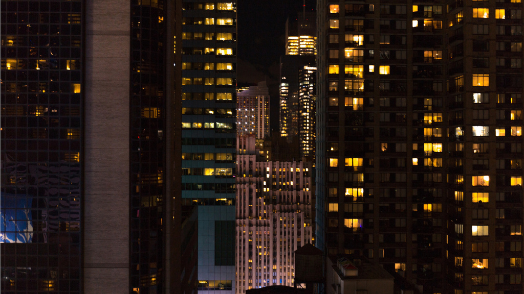Szablon projektu Night Landscape of modern city skyscrapers Zoom Background