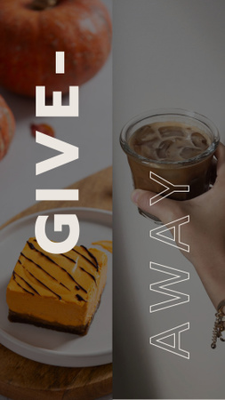 Объявление о розыгрыше еды с вкусным чизкейком Instagram Video Story – шаблон для дизайна