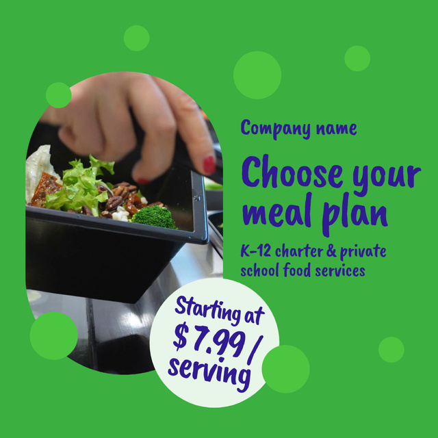 School Food Ad with Healthy Meal Plan Animated Post Design Template