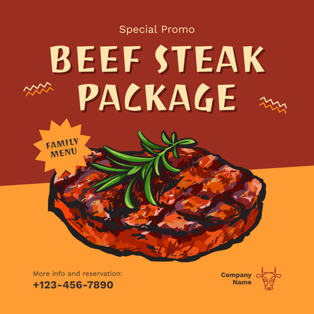 Family Package of Beef Steaks Instagram Design Template