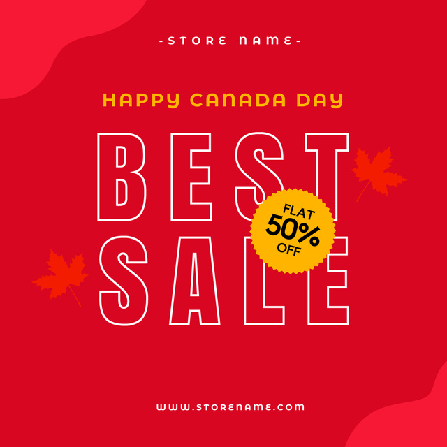 Memorable Announcement for Canada Day Discounts In Red Instagramデザインテンプレート