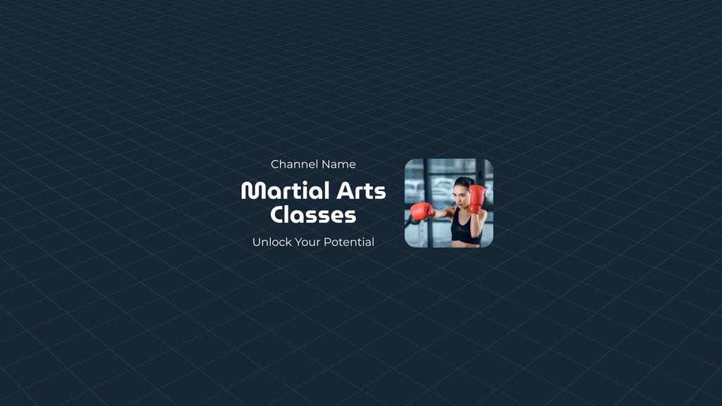 Martial Arts Promo with Woman training in Boxing Gloves Youtube Design Template