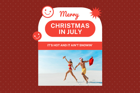 Man and Woman for Christmas in July Flyer 4x6in Horizontal Design Template
