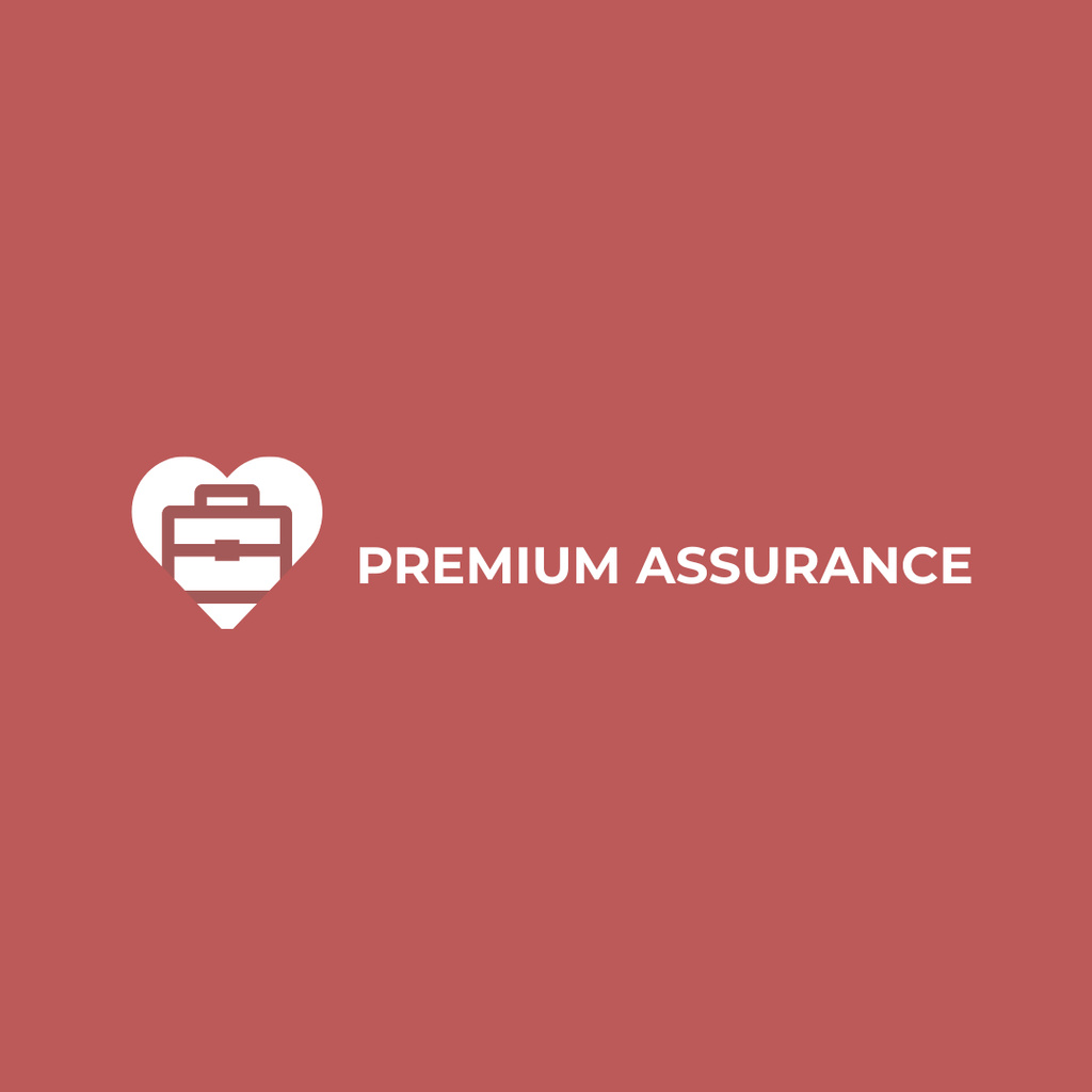 Assurance Business Ad with Briefcase in Heart Logo 1080x1080pxデザインテンプレート