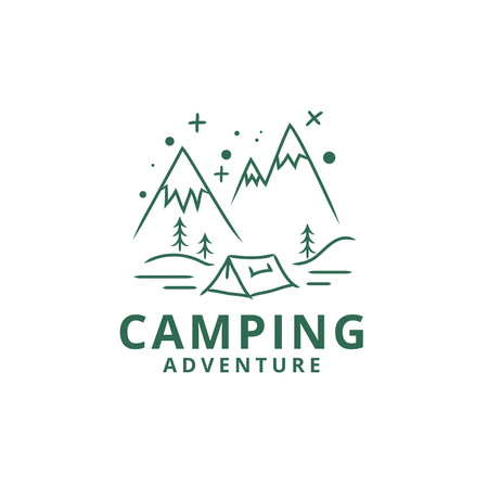 Tourist Tent Camping in Mountains  Logo 1080x1080px Design Template