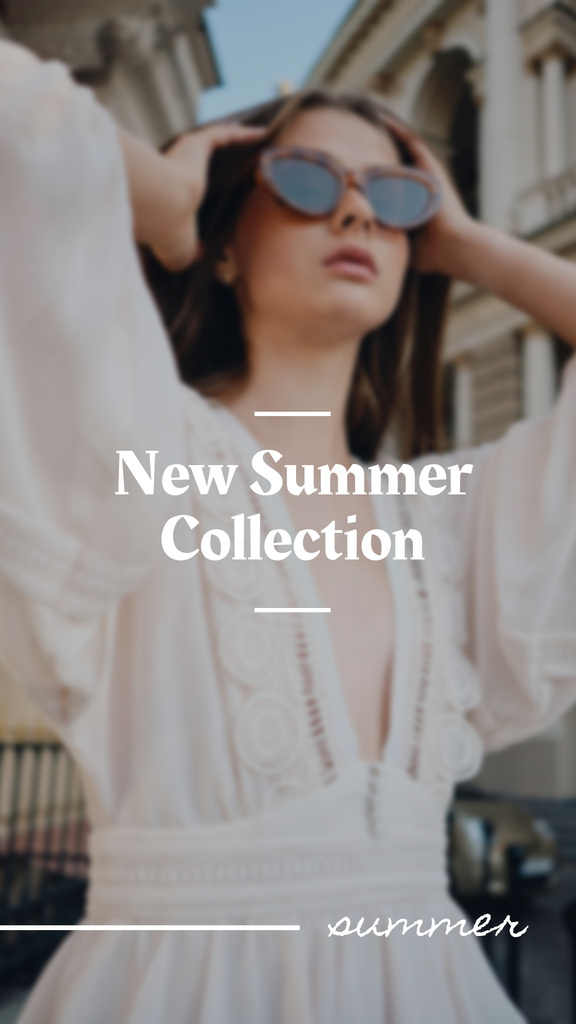 Summer Fashion Collection Ad with Stylish Woman Instagram Story Πρότυπο σχεδίασης