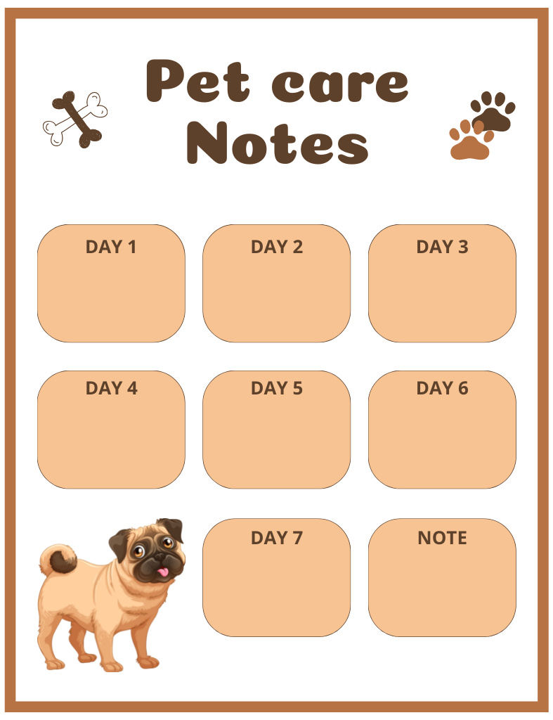 Notes for Pet Care with Cute Dog Notepad 107x139mm Tasarım Şablonu