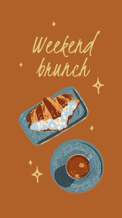 Delicious Croissant on Plate with Coffee Instagram Video Story Šablona návrhu
