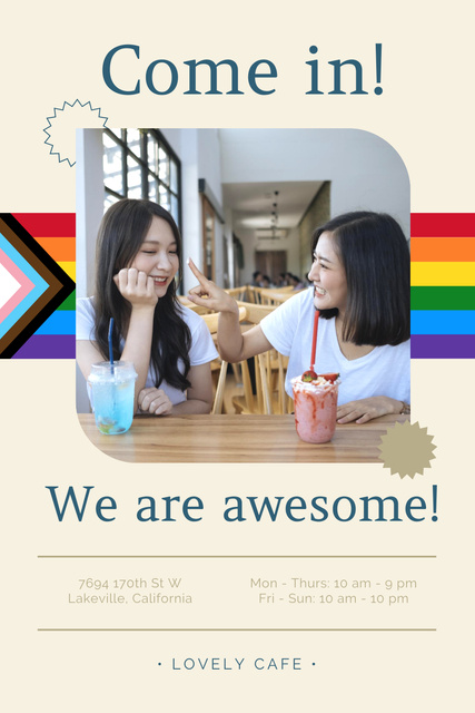 LGBT Friendly Cafe Invitation Pinterestデザインテンプレート