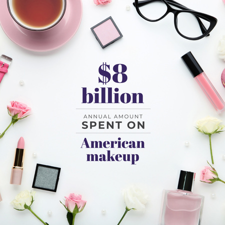 Estatísticas de maquiagem com kit de cosméticos Instagram Modelo de Design