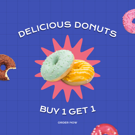 Delicious Food Menu Offer with Yummy Donuts Instagram Design Template
