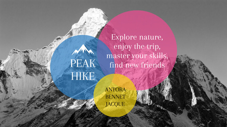 Ontwerpsjabloon van Title 1680x945px van Hike Trip Aankondiging Scenic Mountains Peaks