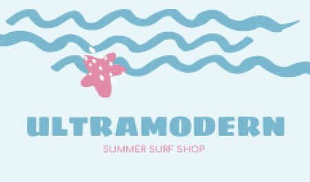 Ontwerpsjabloon van Business card van Summer Surf Shop Ad