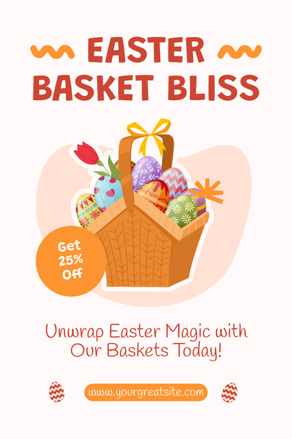 Easter Basket Bliss Ad with Illustration Pinterest Design Template