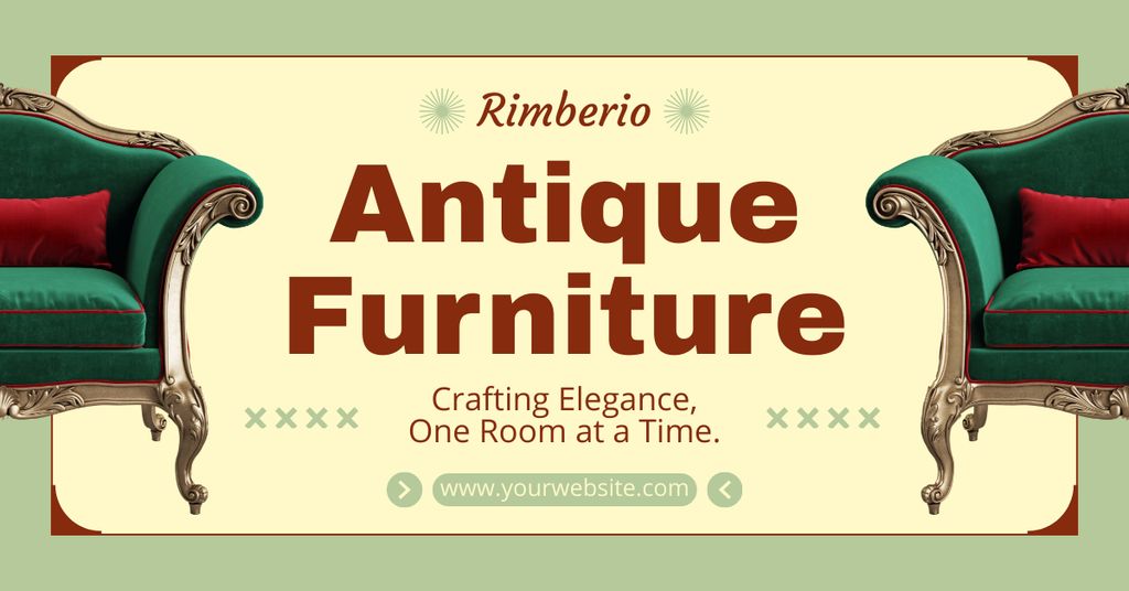 Plantilla de diseño de Authentic Armchairs Offer In Antiques Store With Slogan Facebook AD 