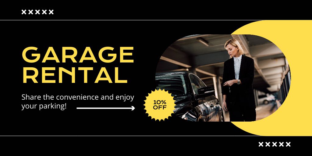 Rent a Convenient Garage at Discount Twitter tervezősablon