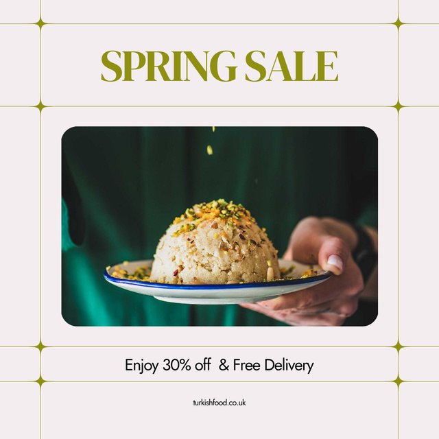 Spring Food Offer with Delivery Instagram AD Design Template
