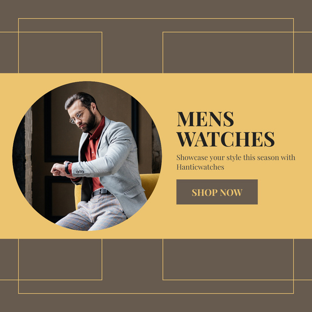 Male Wrist Watches Ad Instagram tervezősablon