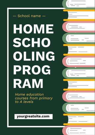Homeschooling Program Ad with Books Flyer A7 Modelo de Design