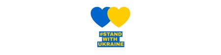 Hearts in Ukrainian Flag Colors and Phrase Stand with Ukraine LinkedIn Cover Design Template