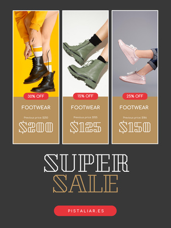 Woman in Stylish Various Shoes Poster US Design Template