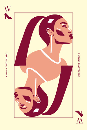 Creative Illustration of Woman on International Women's Day Pinterest Design Template