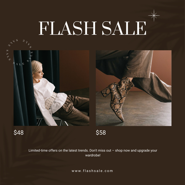 Sale Announcement with Woman in Elegant Boots Instagram Tasarım Şablonu