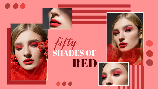 Platilla de diseño Fashion Makeup in Red Shades Title 1680x945px
