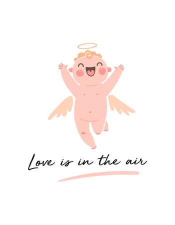 Phrase about Love with Cute Cupid T-Shirt – шаблон для дизайна
