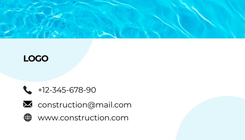 Swimming Pool Construction and Service Business Card US Šablona návrhu