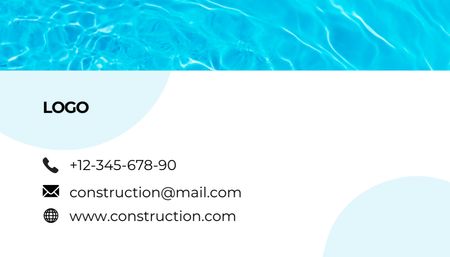 Oferta de Serviços de Construtora de Piscinas Business Card US Modelo de Design
