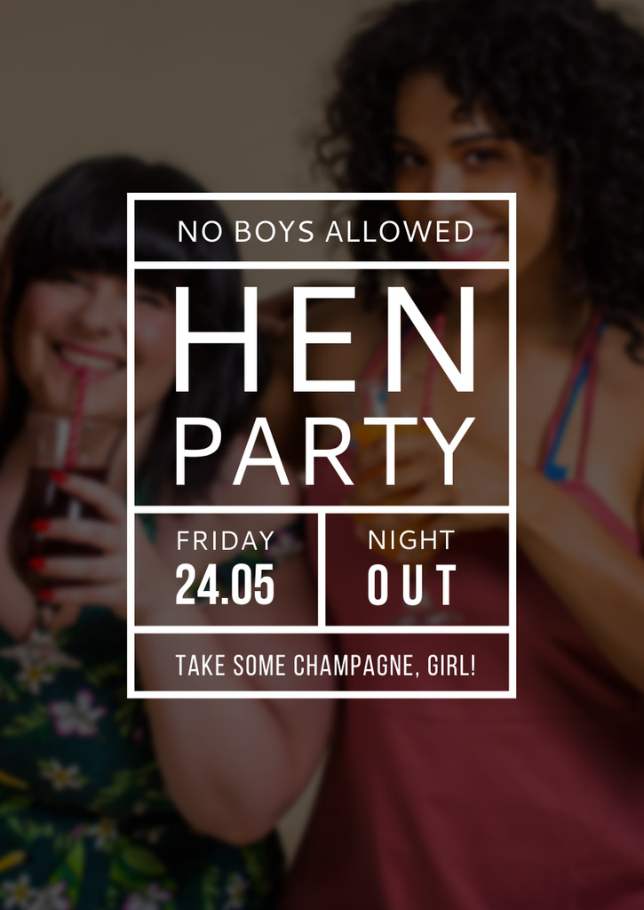 Hen Party for Girlfriends Poster A3 Design Template