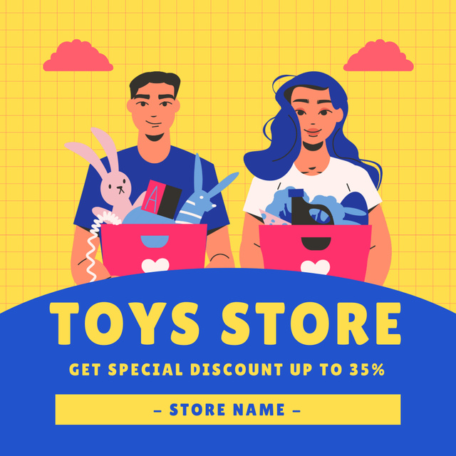 Template di design Man and Woman Carrying Boxes of Toys Instagram AD