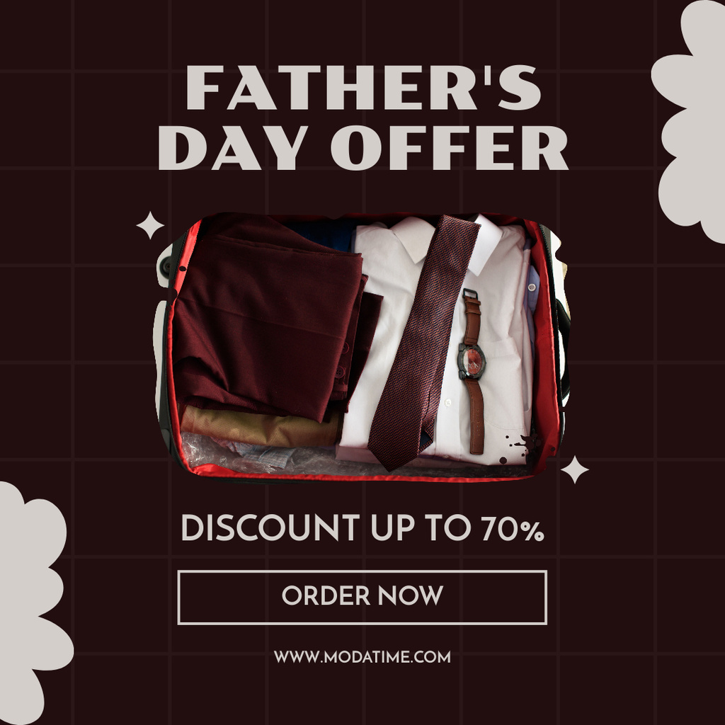 Template di design Father's Day Discount Offer Brown Instagram