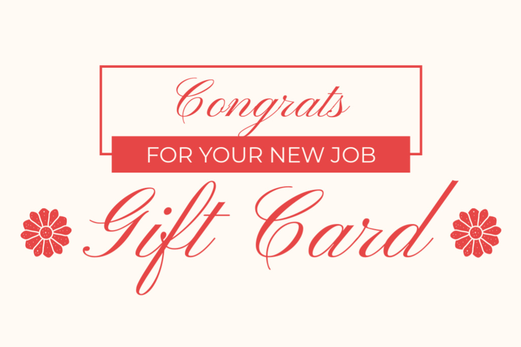 Congratulations on your New Job on White Gift Certificateデザインテンプレート