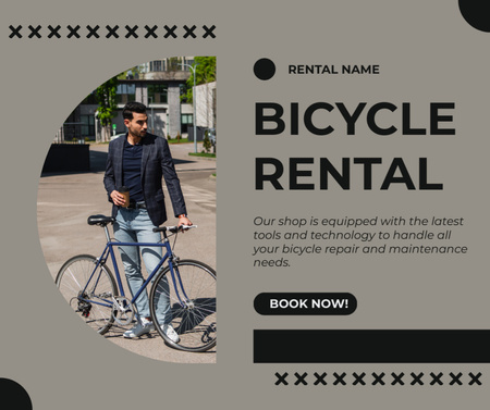 Oferta de aluguer de bicicletas na Grey Facebook Modelo de Design