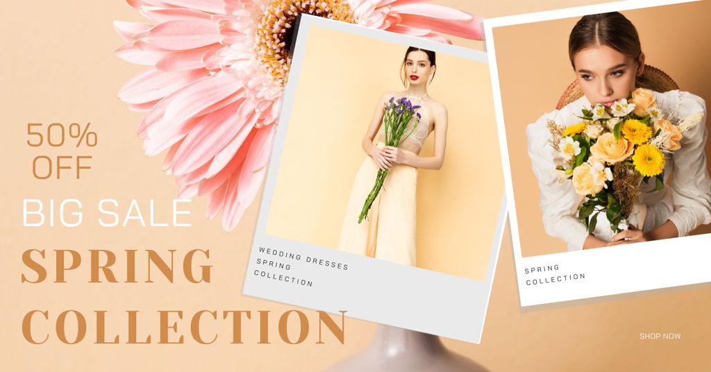 Plantilla de diseño de Wedding Dresses Spring Collection Ad Facebook AD 