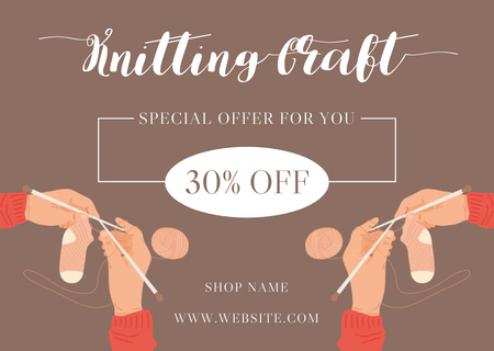 Knitting Craft With Discount And Socks Card Tasarım Şablonu