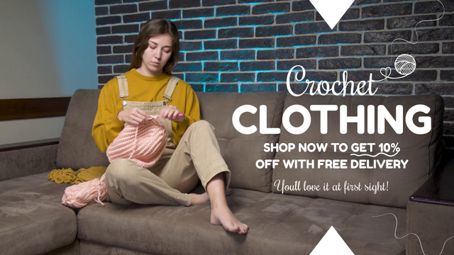 Handmade Crochet Clothing With Discount And Delivery Full HD video Design Template