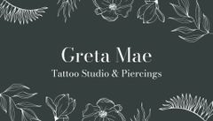 Tattoo Studio And Piercings Services With Floral Sketch