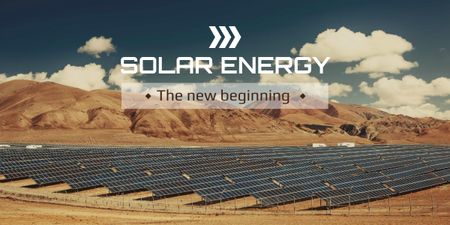 Green Energy Solar Panels in Desert Image Design Template