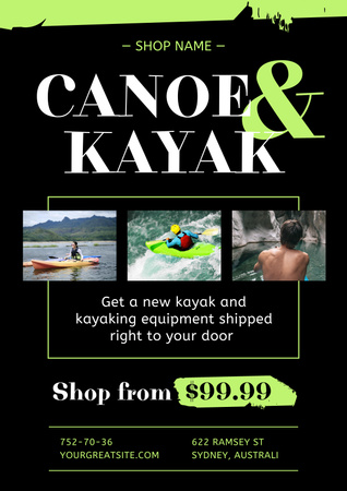 Canoe and Kayak Sale Offer Poster Šablona návrhu